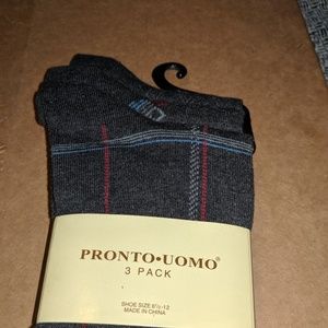 Pronto Uomo Charcoal Dress Socks 3 Pack New